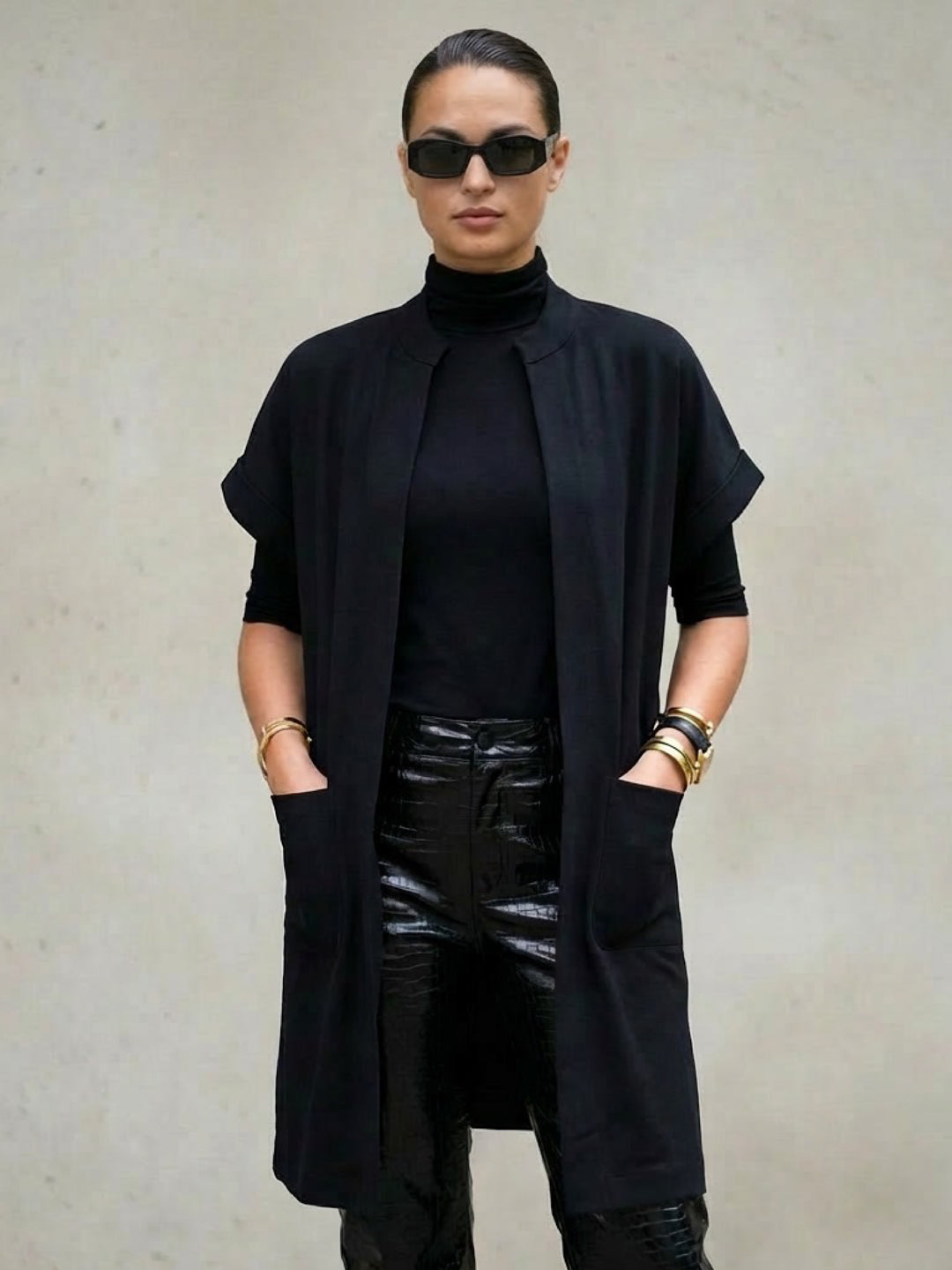 Black Long Ponte Cardigan | The Worth