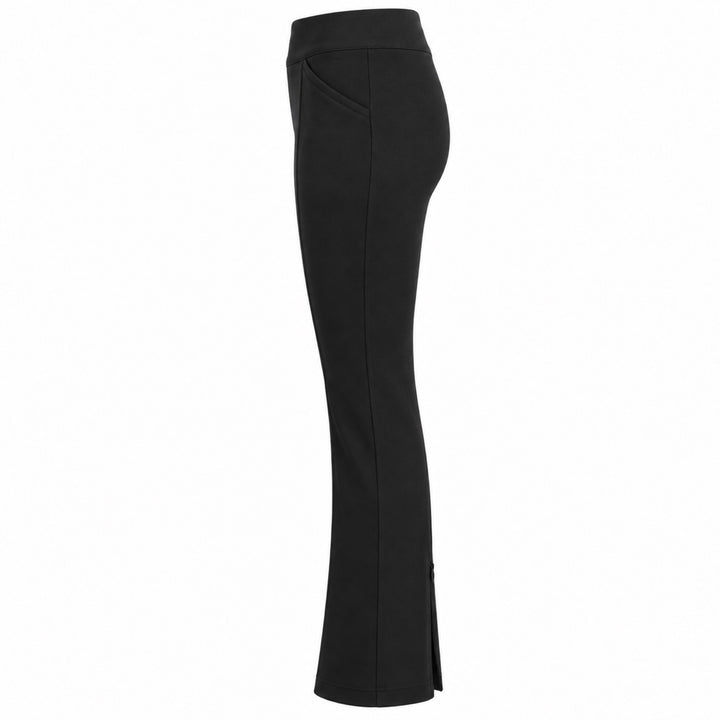 The Essex black ponte bootcut pants — side ghost view