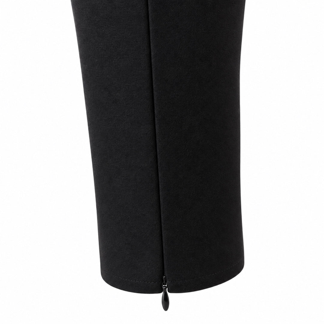 The Hudson black ponte pants — ankle zipper closed