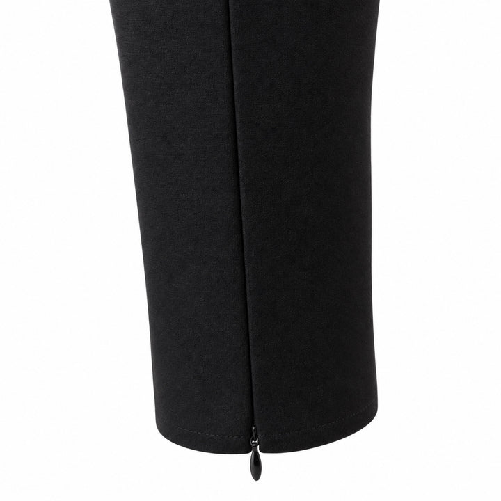The Hudson black ponte pants — ankle zipper closed