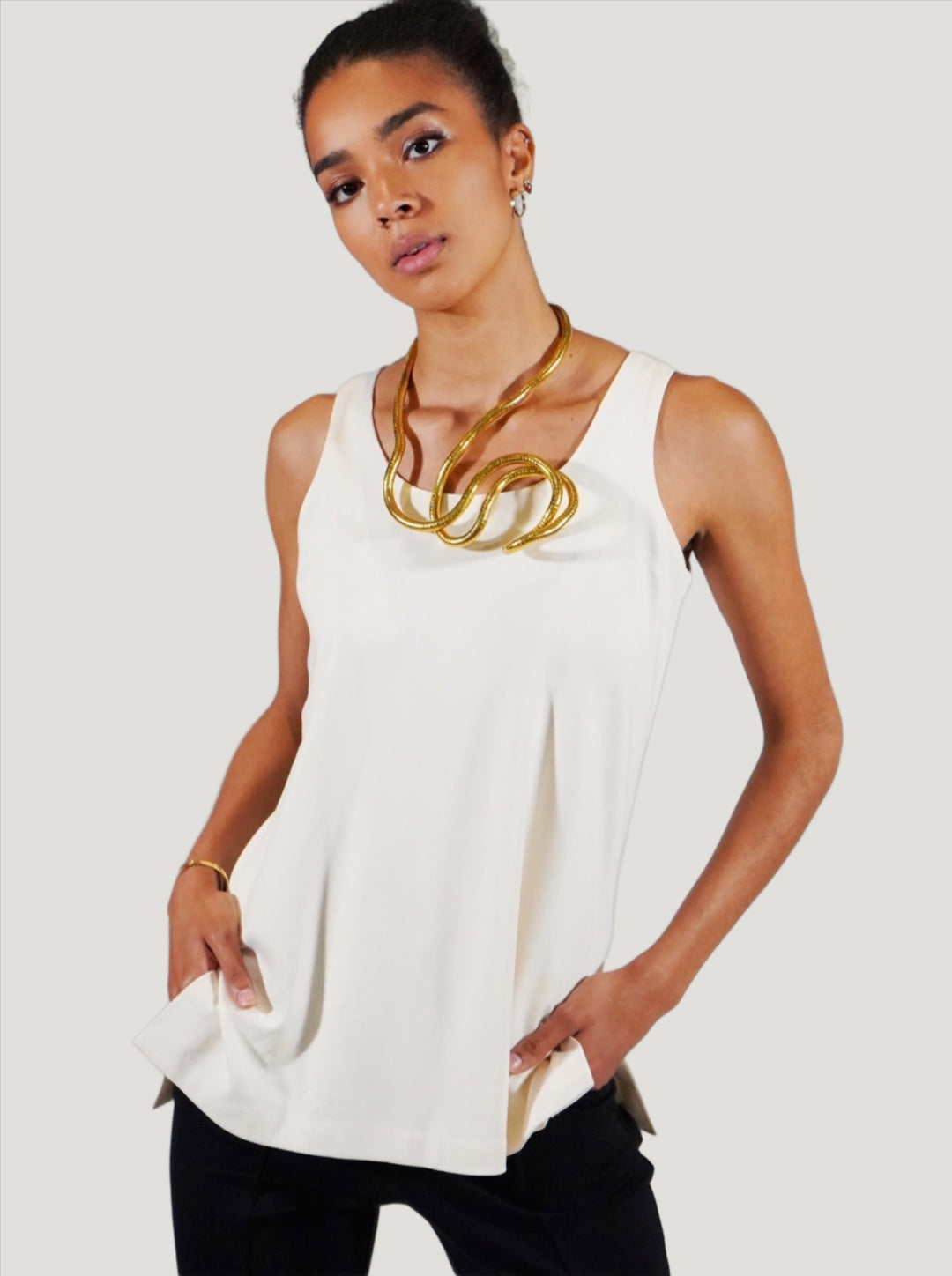 Luxe Ponte Square Neck Long Tank - The Sheridan - DuetteNYC