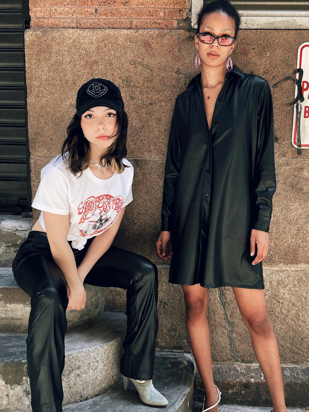 Vegan Leather Flare Leg Pant With Stretch - The Harrison - DuetteNYC
