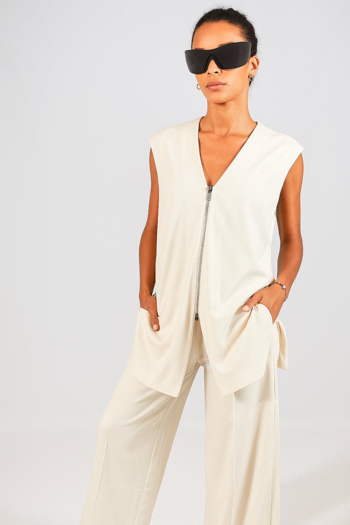 Long Ponte Vest with 2-Way Zip - The Thames