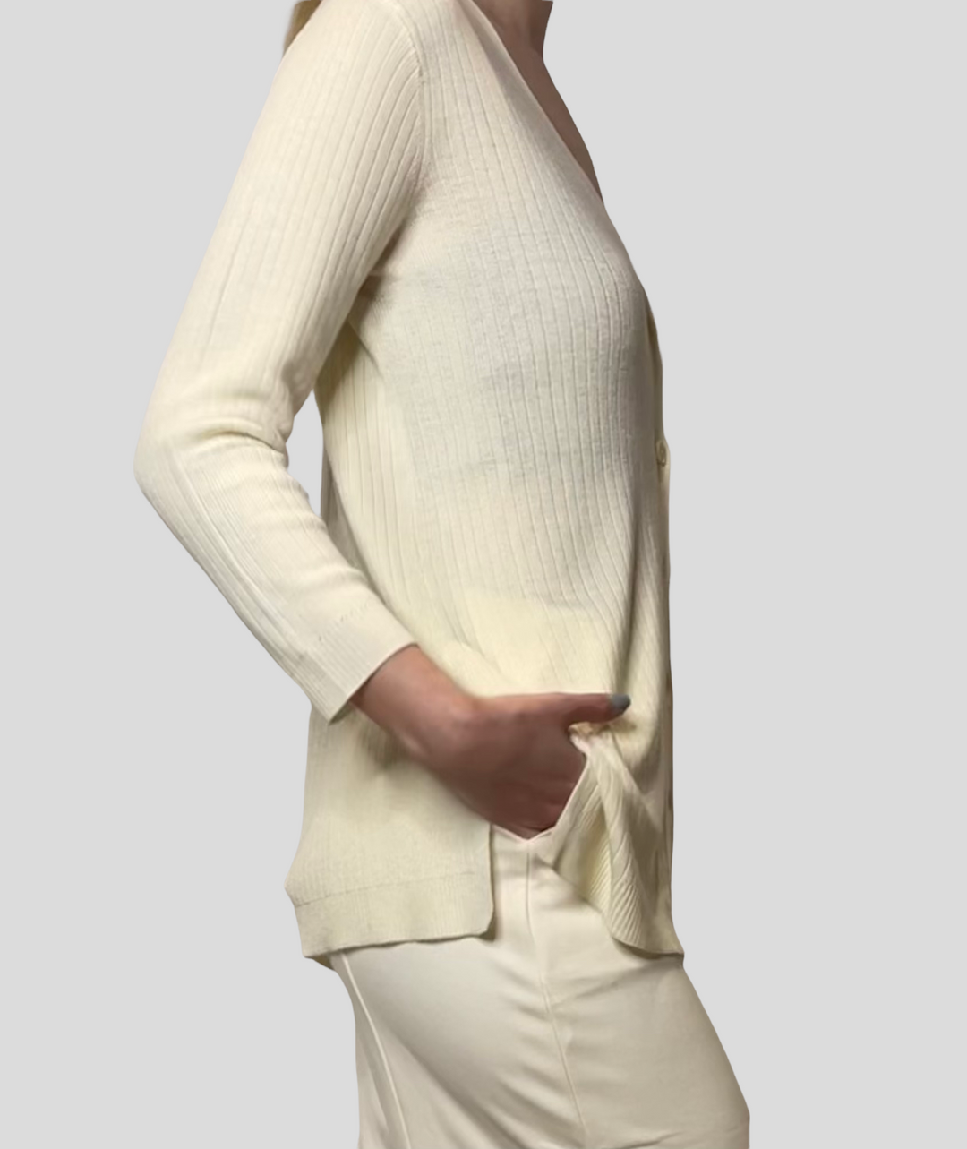 Rib Knit Cardigan with Cashmere - The Trinity