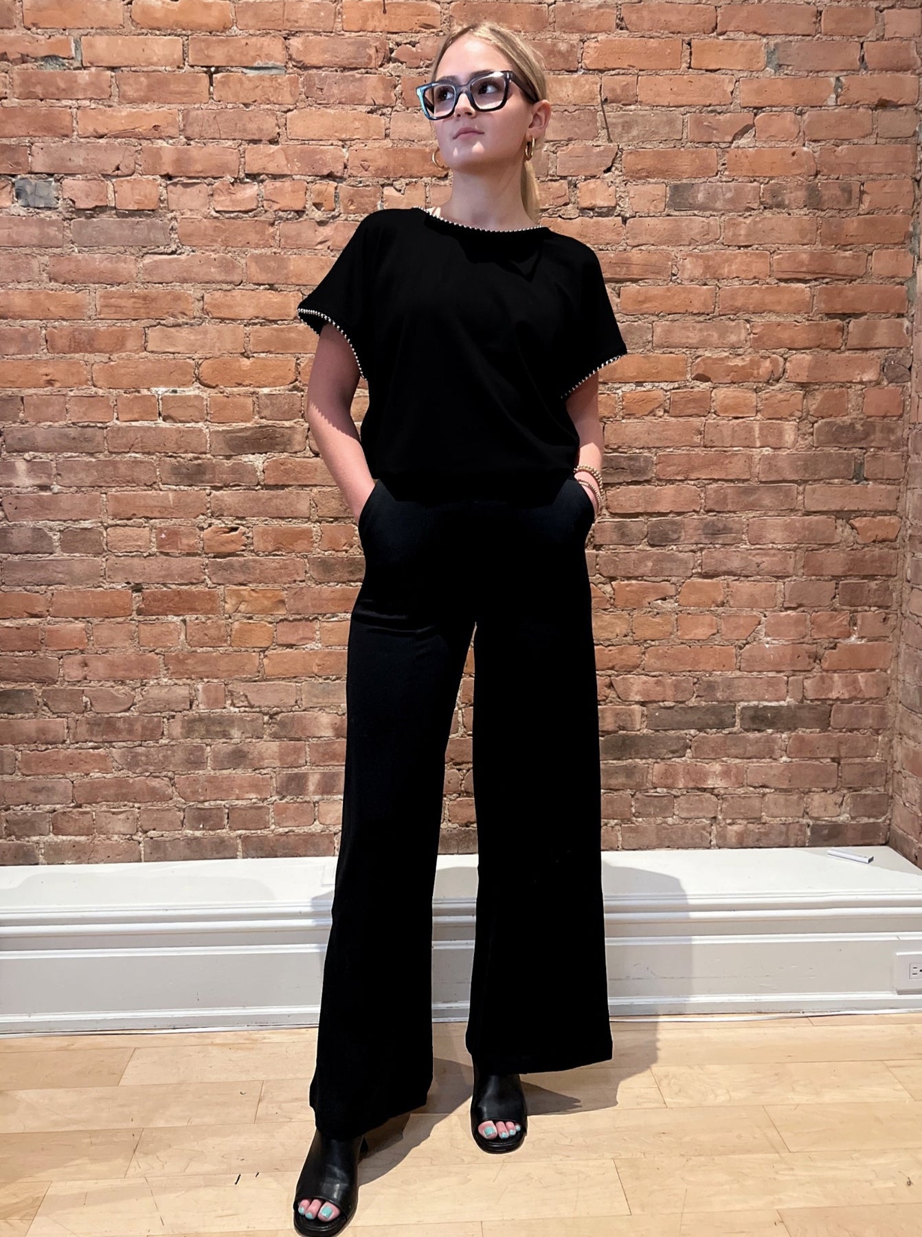 Zara, Pants & Jumpsuits, Zara Basic Black Ponte Knit High Rise Pearl Cuff  Ankle Leggings