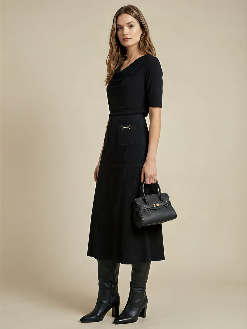 Black scoop neck top