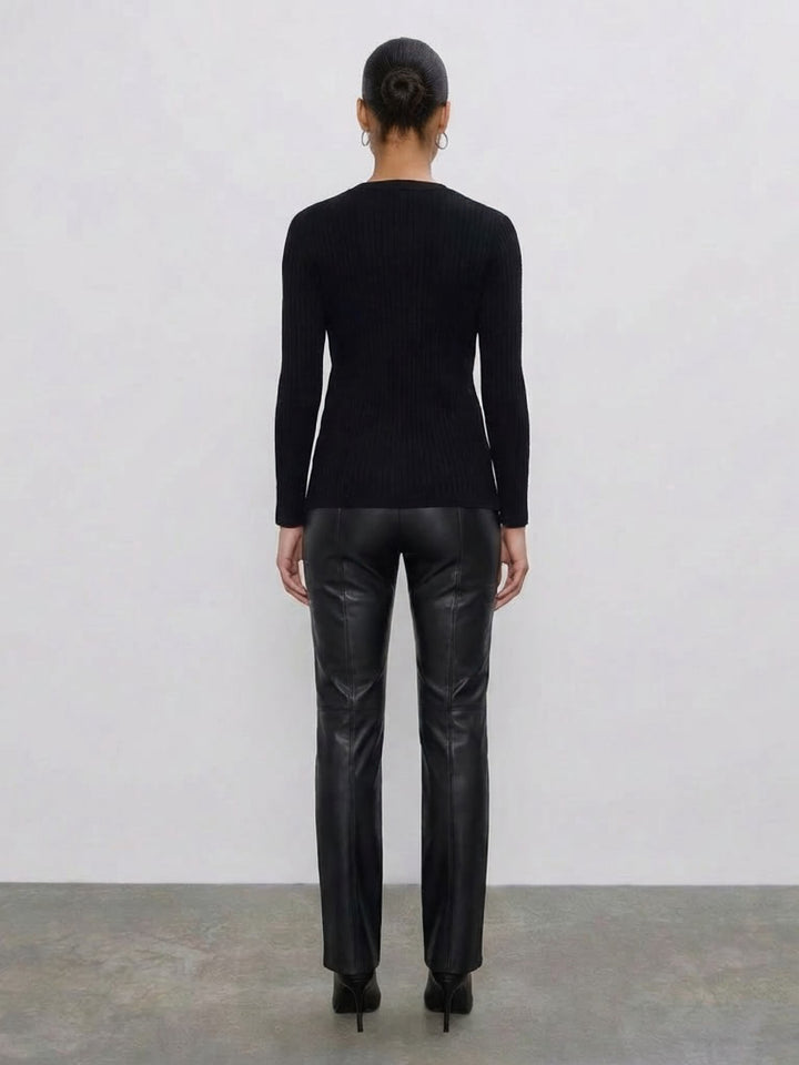 Vegan Leather Flare Leg Pant  - The Harrison
