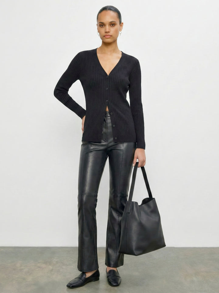 Vegan Leather Flare Leg Pant  - The Harrison