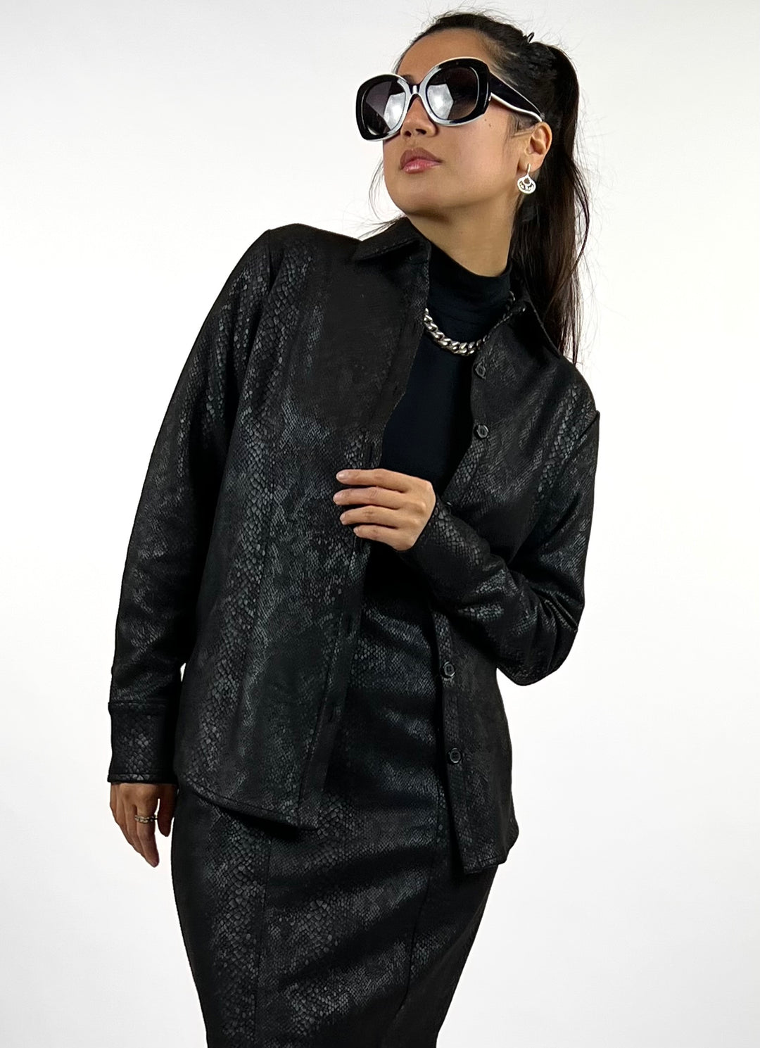 The Sullivan Python Print Suede Shirt