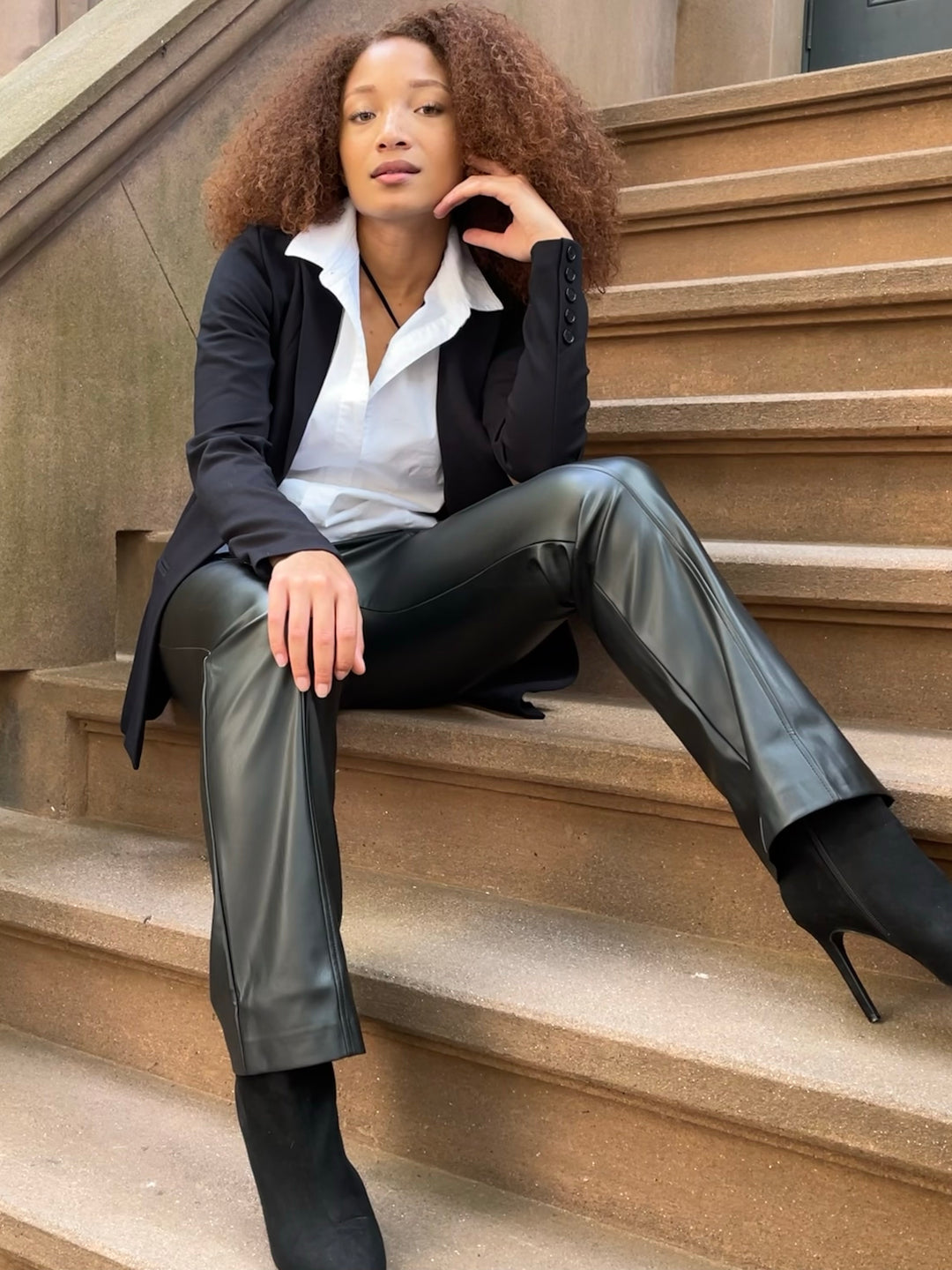 Vegan Leather Flare Leg Pant  - The Harrison