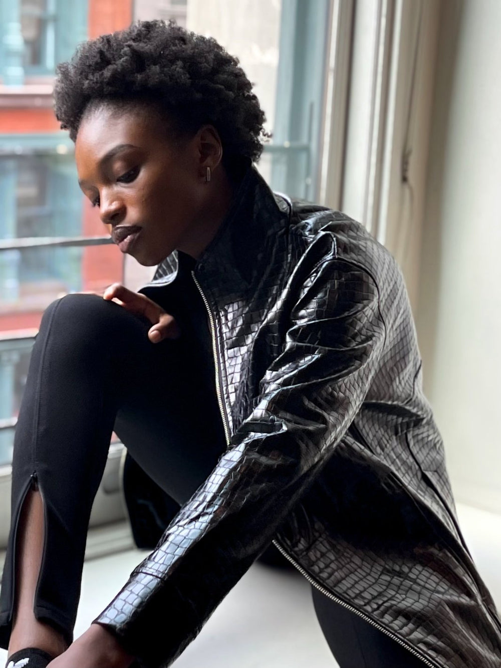 Vegan Leather Embossed Jacket - The Laight - DuetteNYC