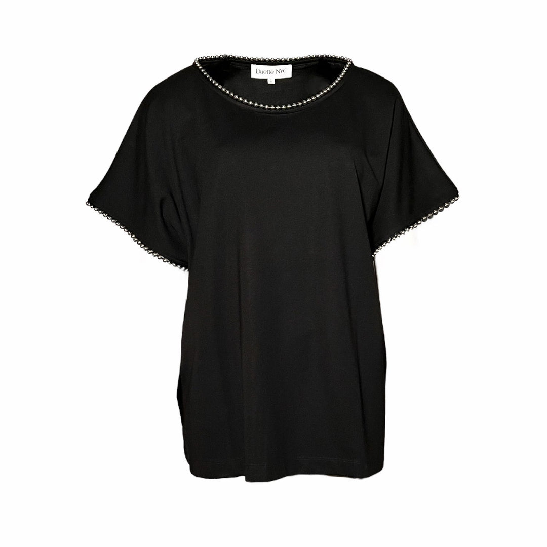 Knit Top with Metal Stud Trim - The Eldridge - DuetteNYC