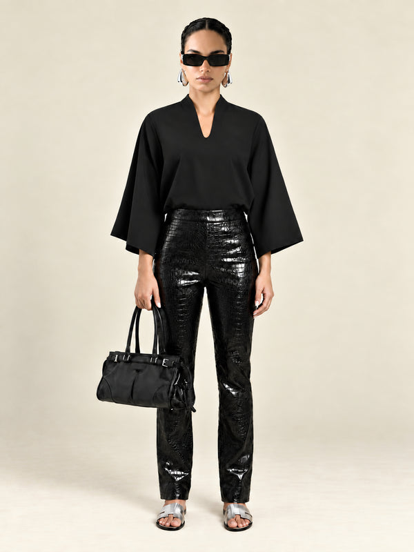 Embossed Faux Leather Pant | The Bleeker