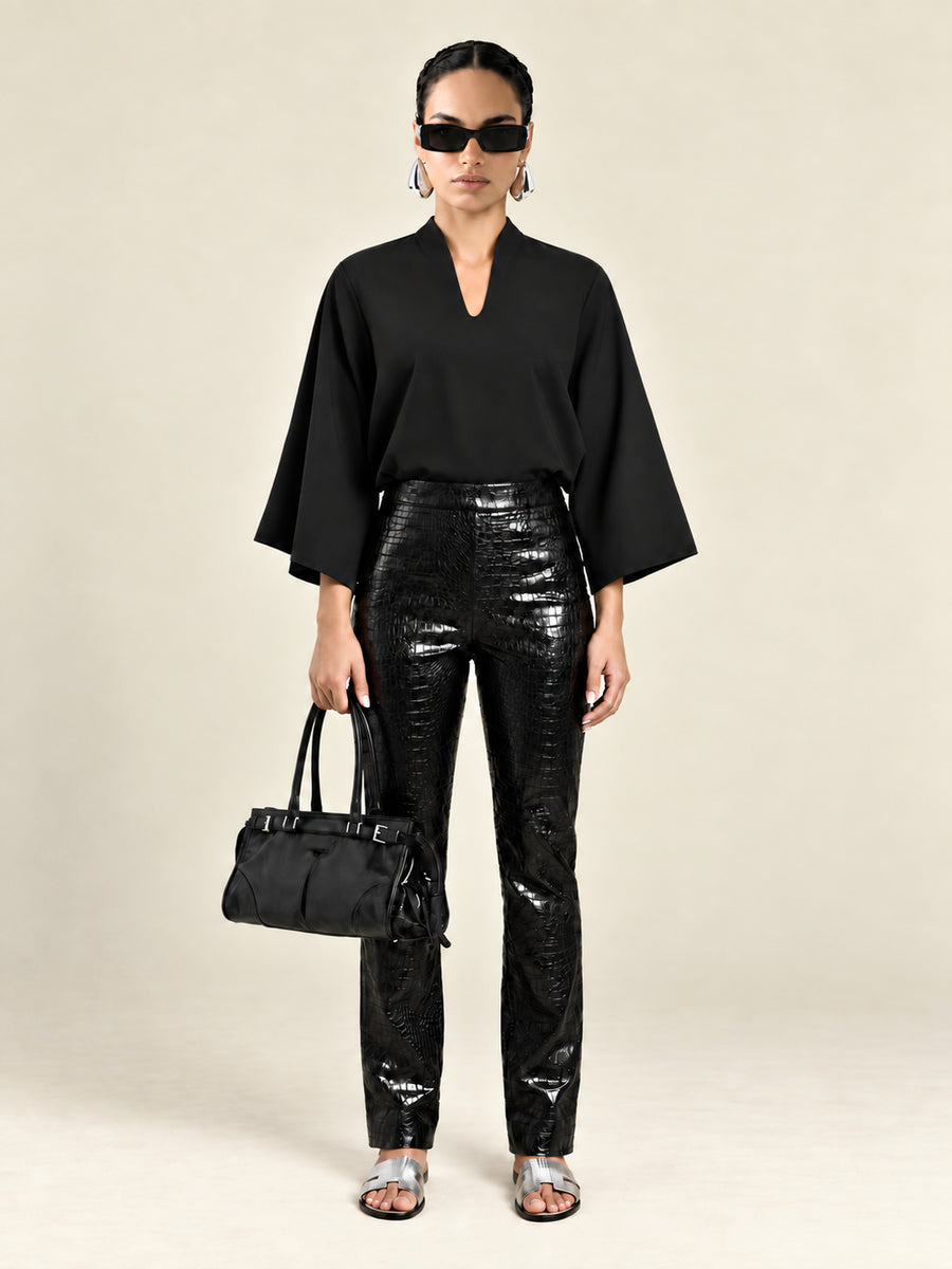 Embossed Faux Leather Pant | The Bleeker
