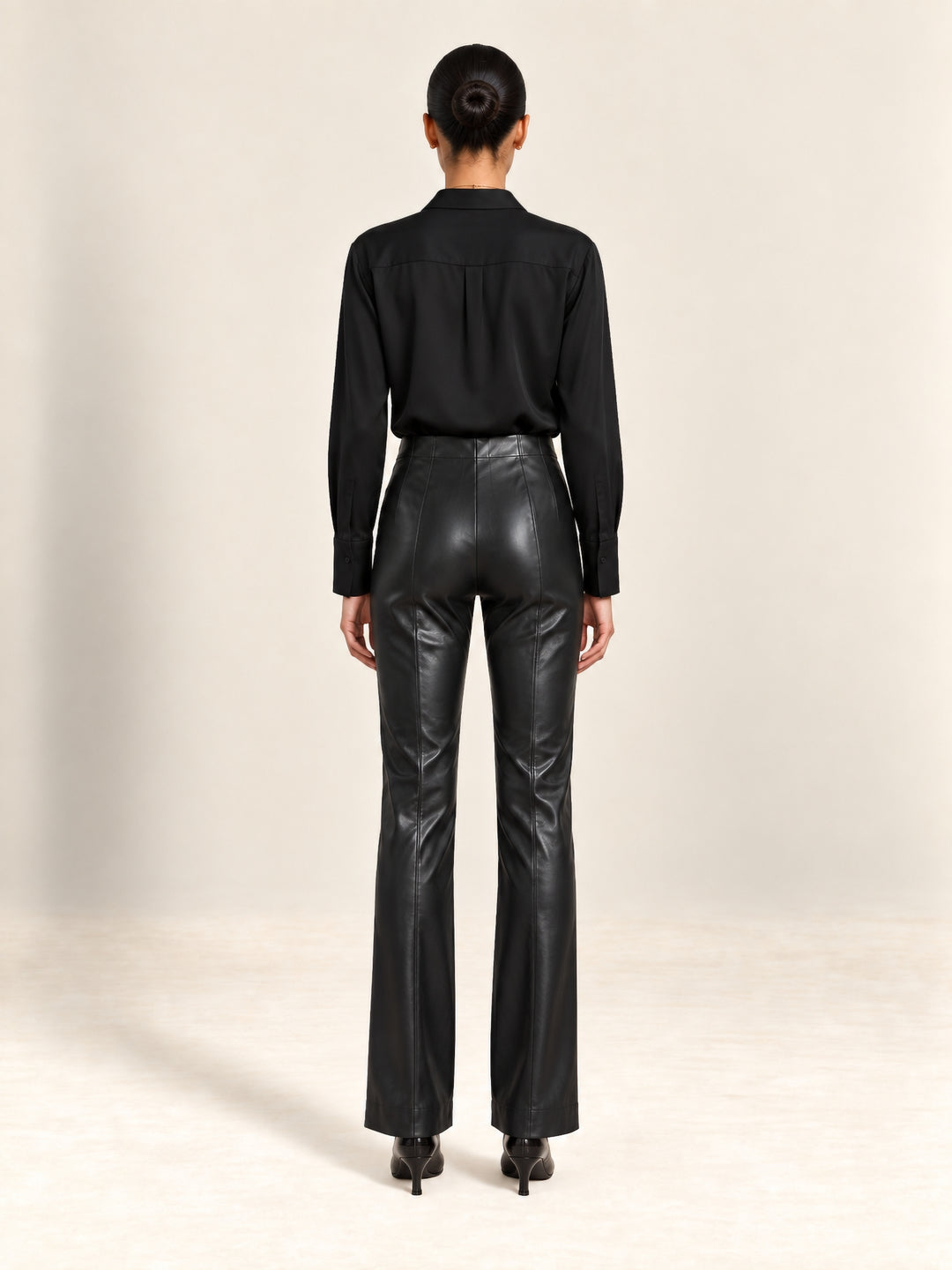 Black Faux Leather Pants with Stretch | The Harrison