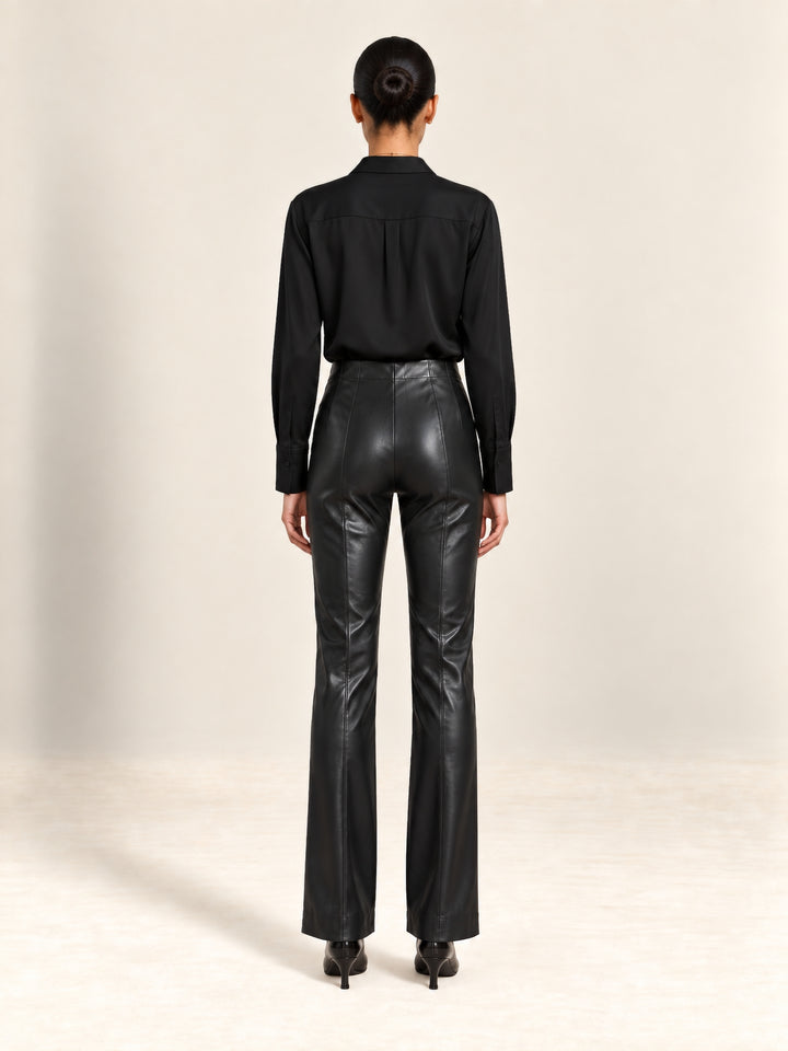 Black Faux Leather Pants with Stretch | The Harrison