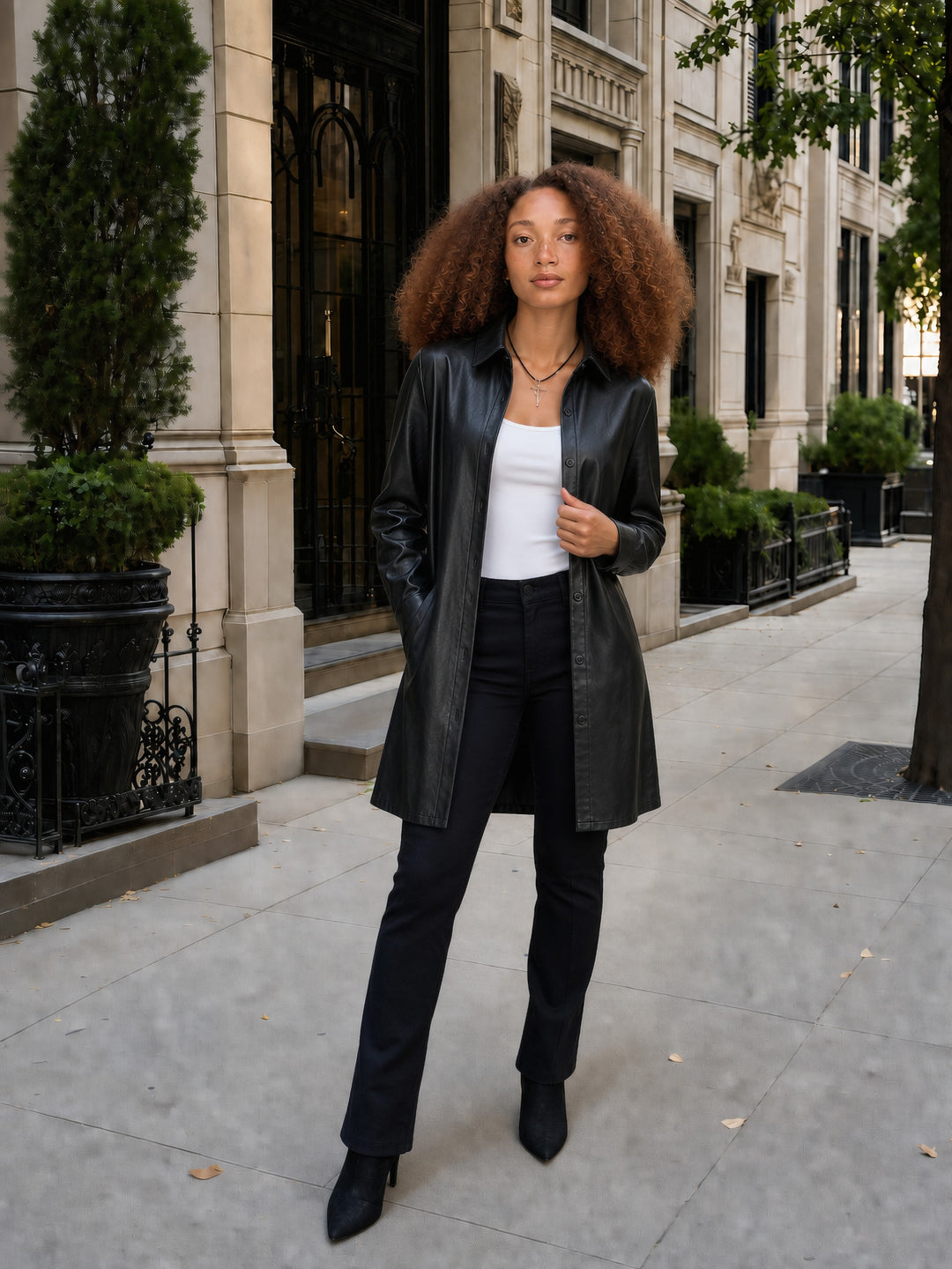 The Lafayette Vegan Leather Shirt Dress