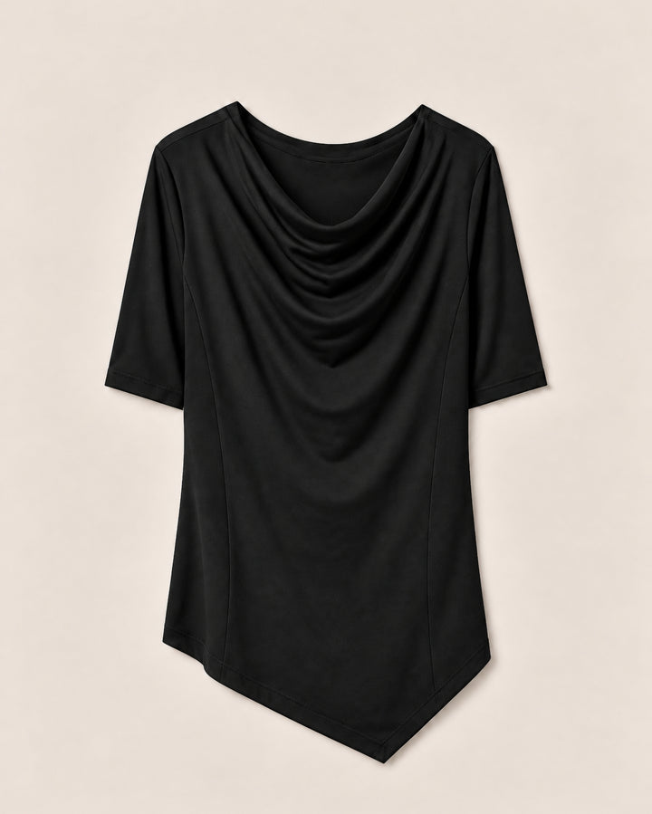 The Wall Drape-Neck Performance Top