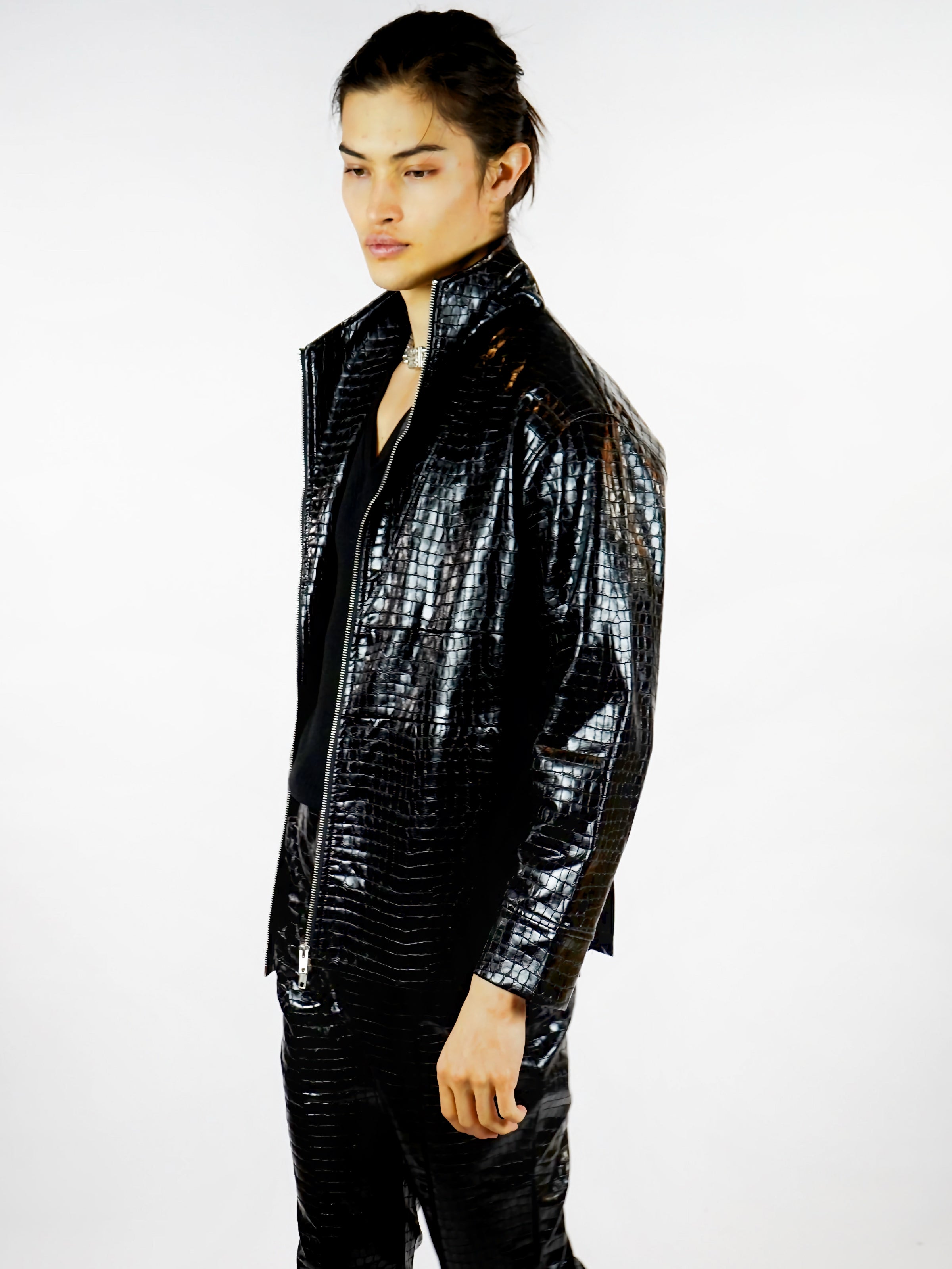 The Laight Embossed Vegan Leather Jacket – DuetteNYC