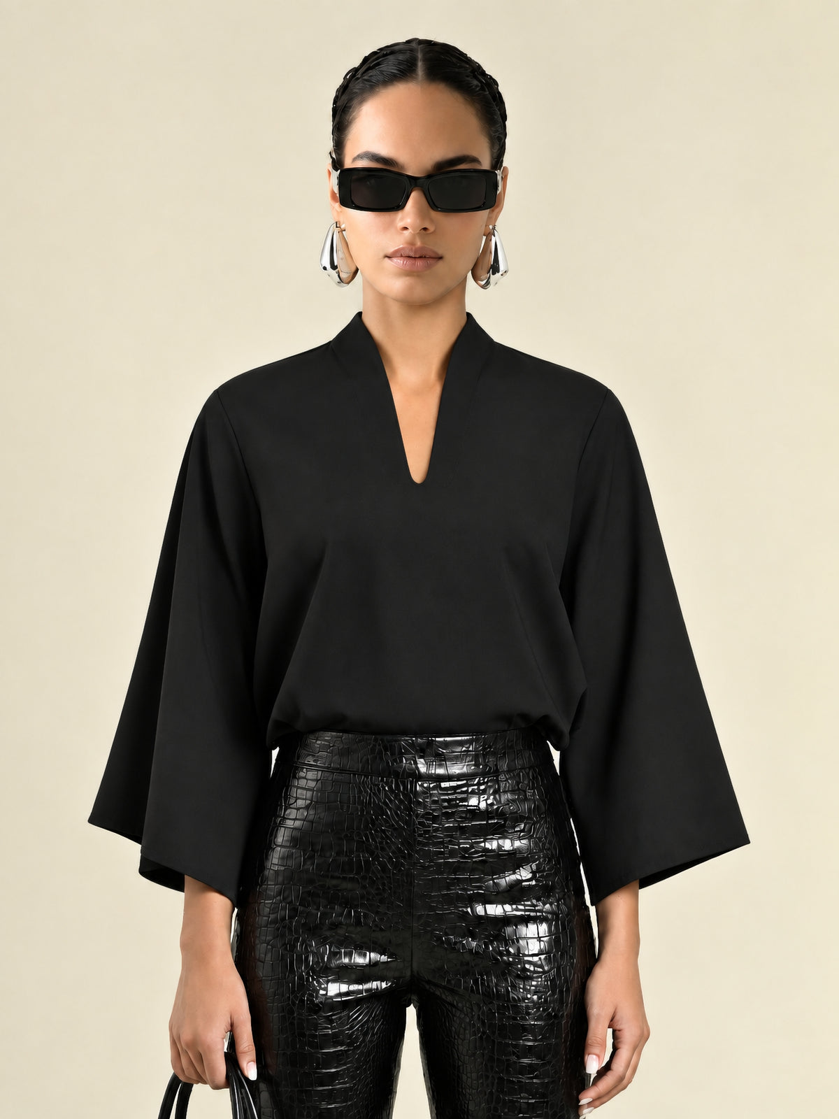 Black Jersey Butterfly Sleeve Top | The Waverly