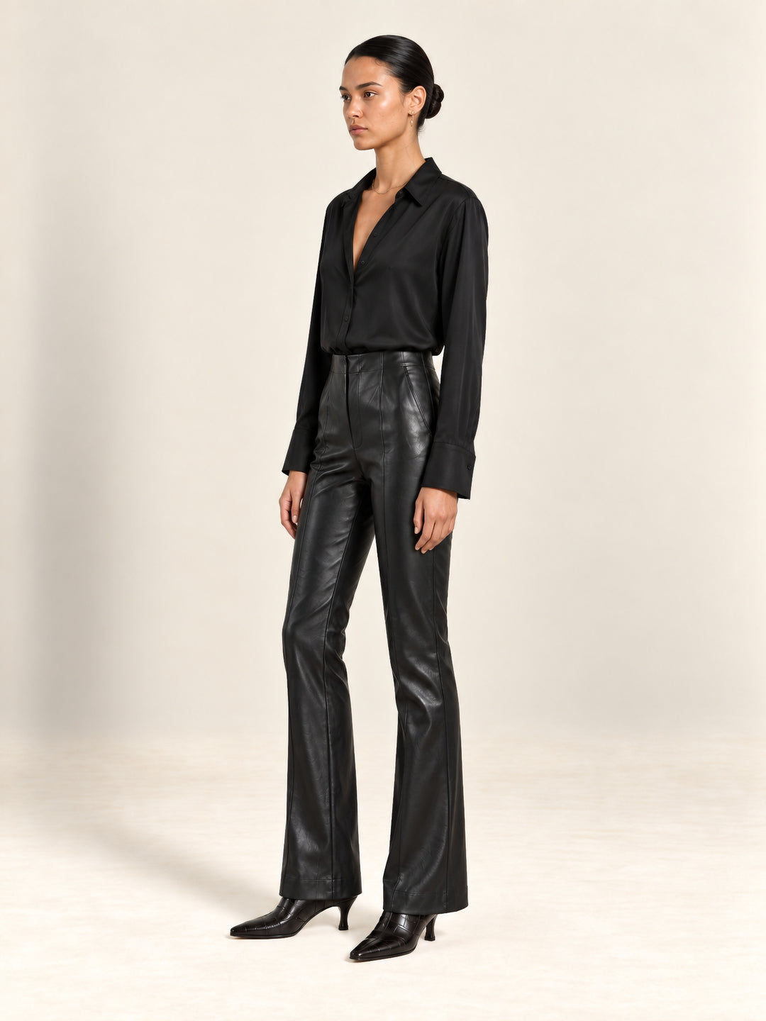 Black Faux Leather Pants with Stretch | The Harrison