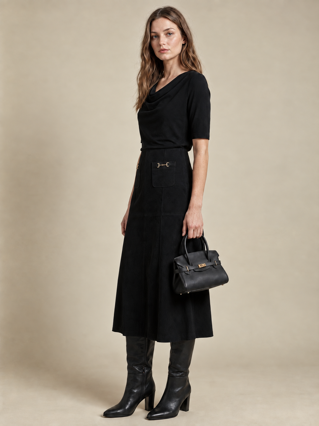 The Wall Drape-Neck Performance Top