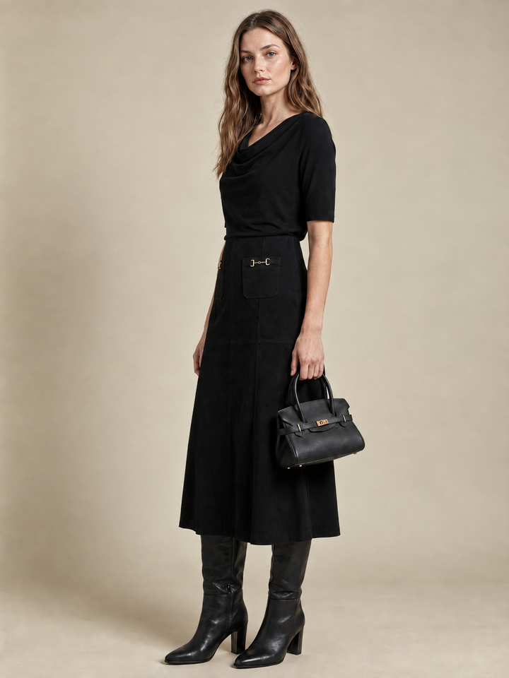 The Wall Drape-Neck Performance Top