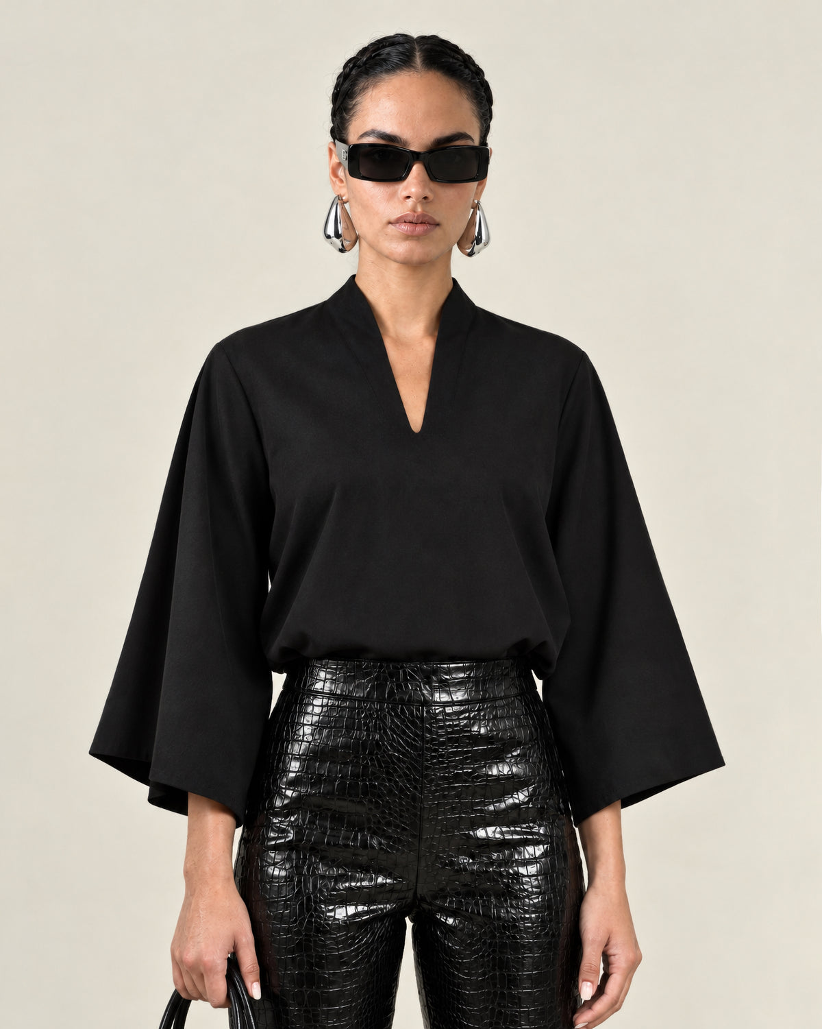 Black Jersey Butterfly Sleeve Top | The Waverly
