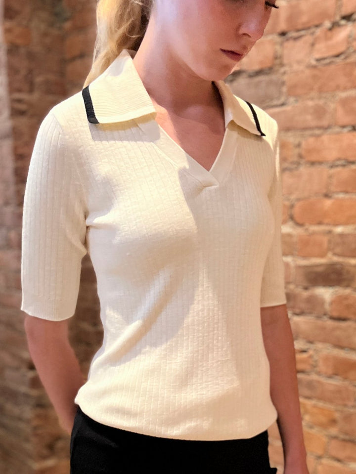 Rib Knit Polo With a Touch of Cashmere - The Beekman