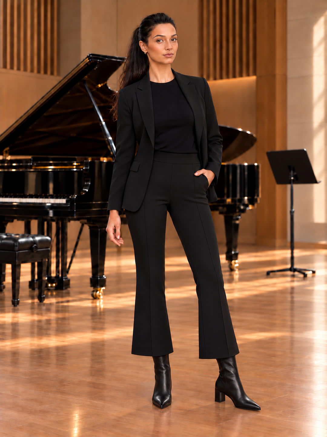Black Cropped Ponte Pant | The Duane