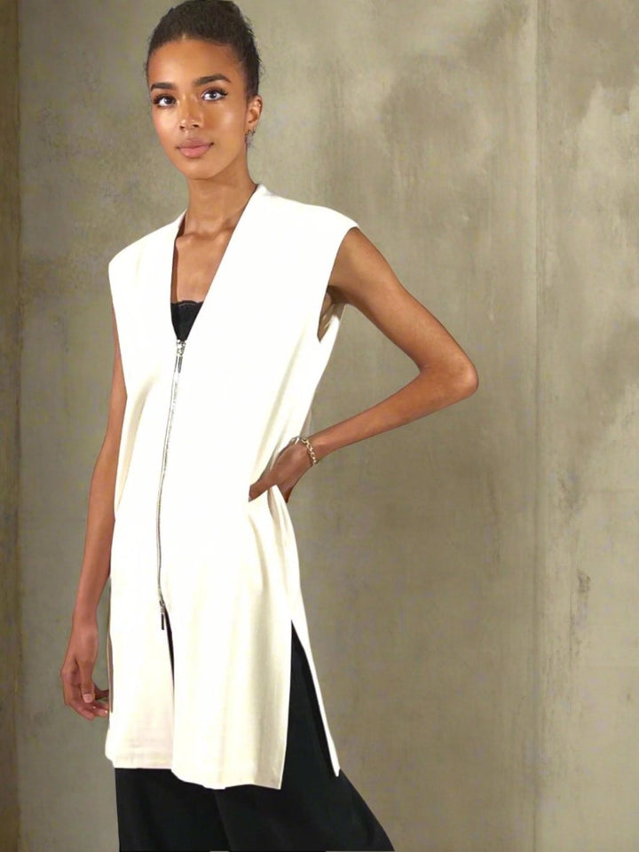 Long Ponte Vest with 2-Way Zip - The Thames - DuetteNYC