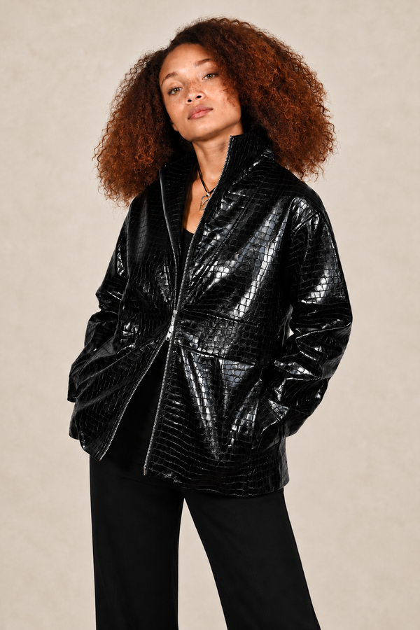 Embossed Vegan Leather Jacket | The Laight