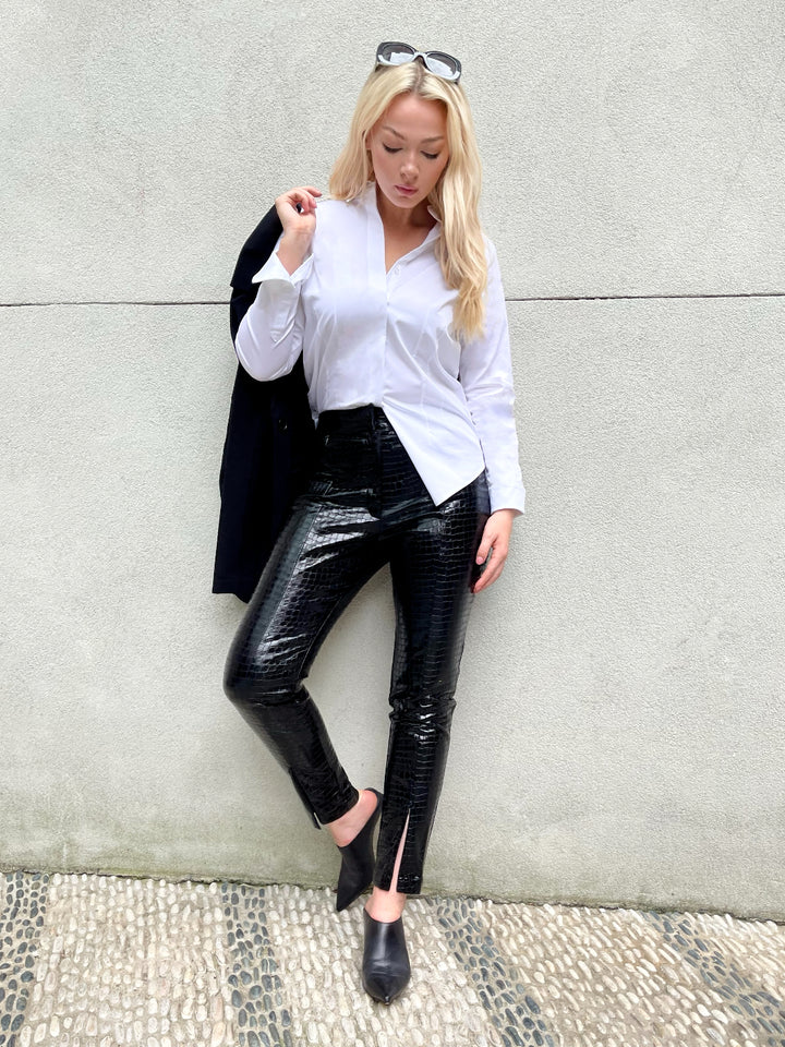 Vegan Leather Embossed Pant  - The Bleeker