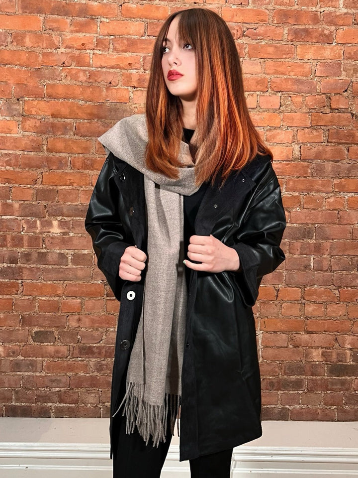 Vegan Leather Snap Front Hooded Jacket - The Dominic