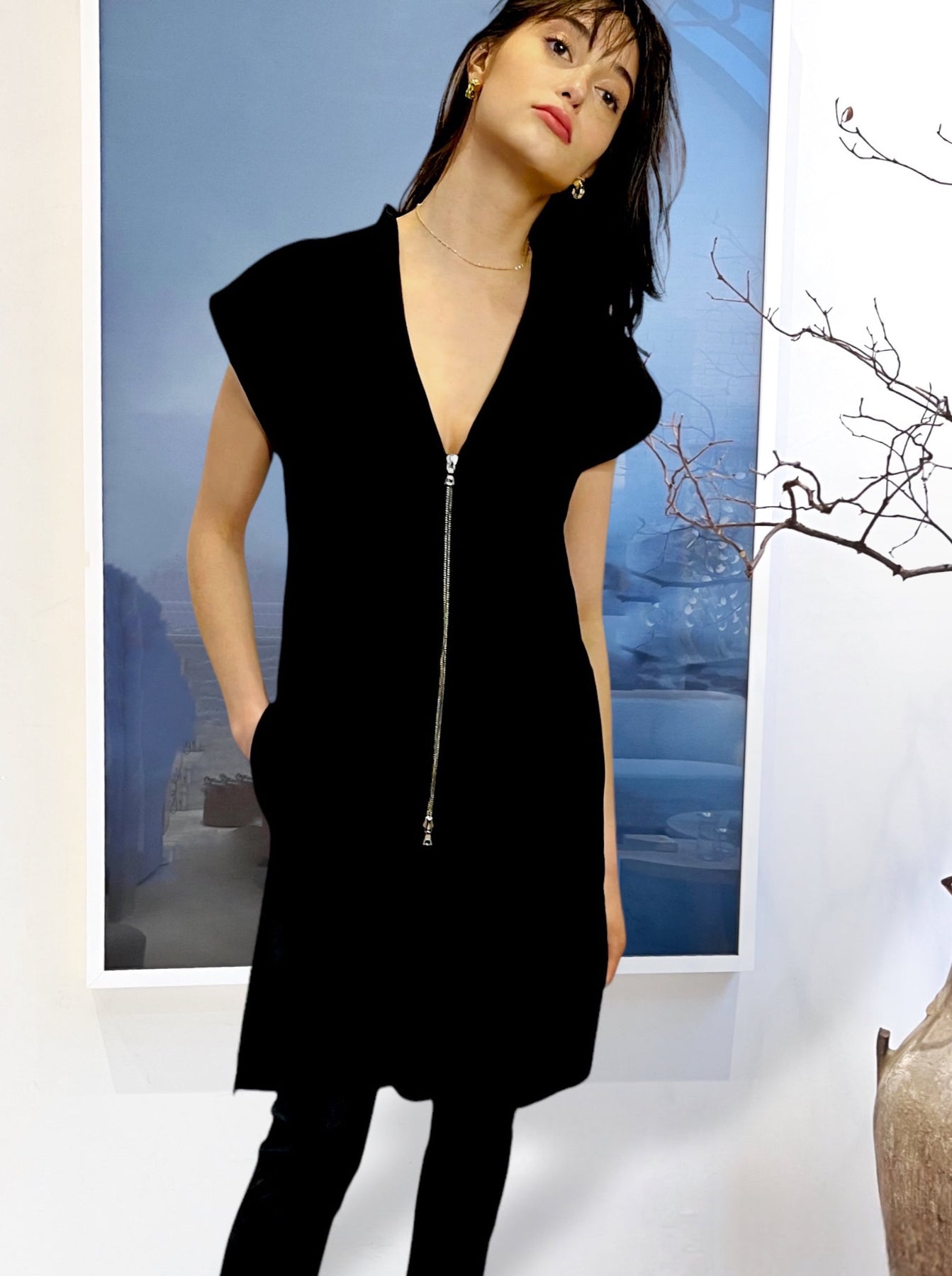 Long Lux Ponte Vest with 2-Way Zip - The Thames – DuetteNYC