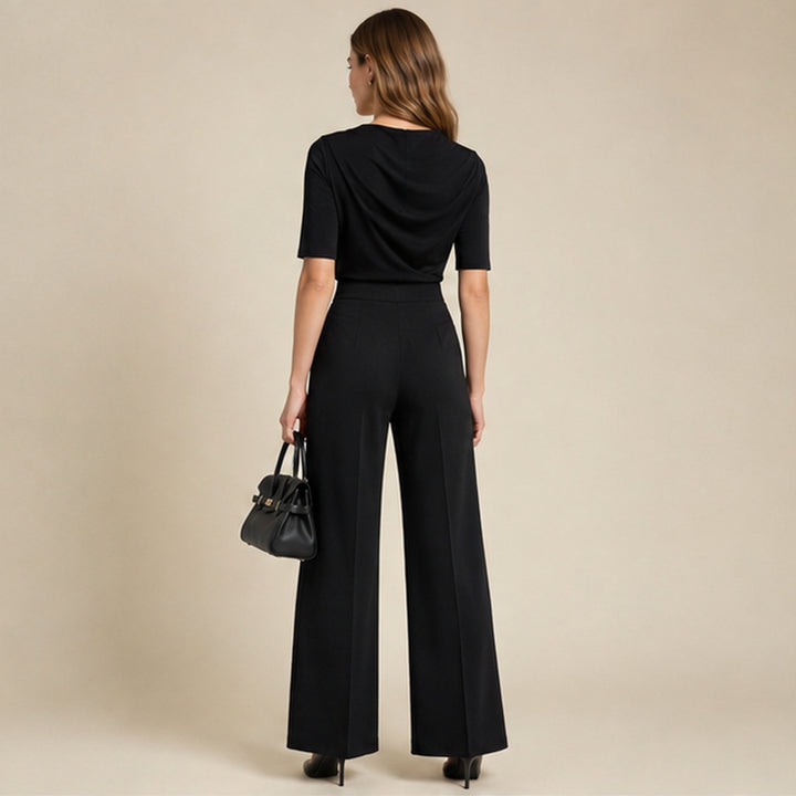 The Wall Drape-Neck Performance Top