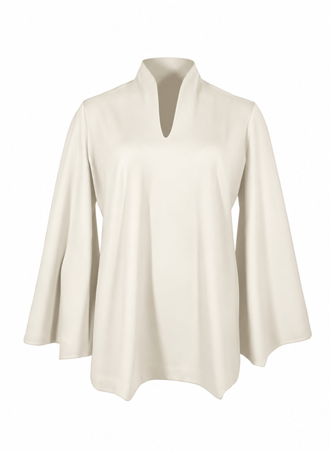 Pearl Waverly flutter sleeve top, front ghost view showing the neckline, flared sleeves and curved hem.