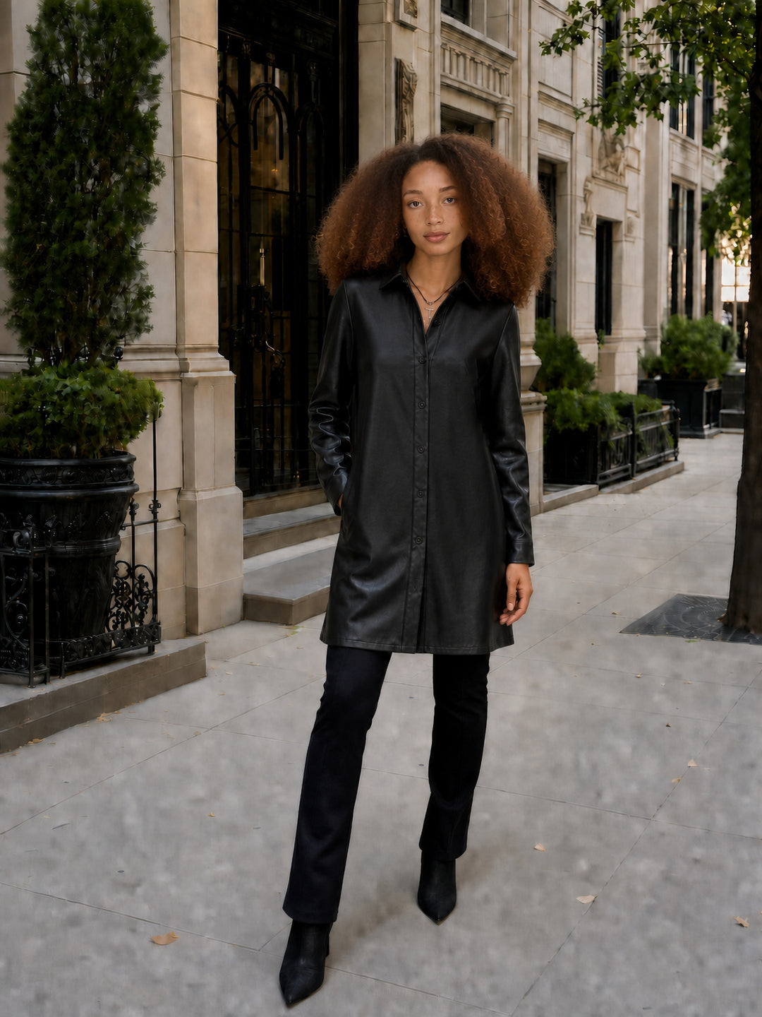 The Lafayette Vegan Leather Shirt Dress