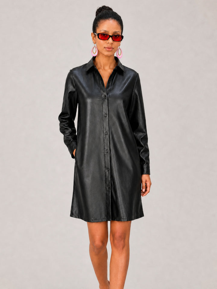 The Lafayette Vegan Leather Shirt Dress