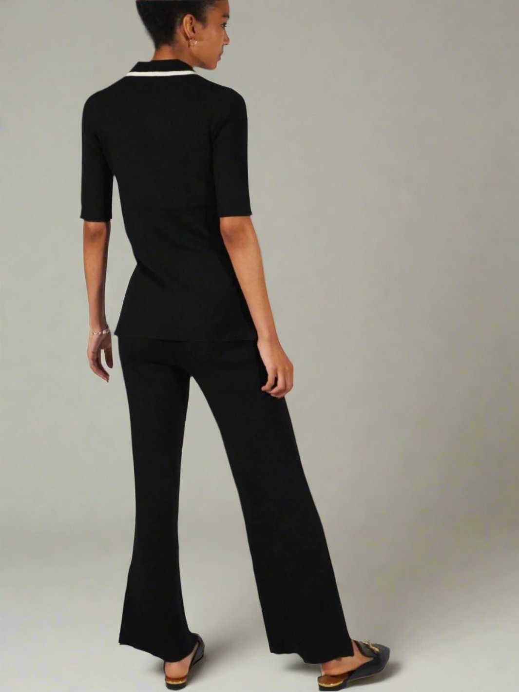 Cashmere Blend Ribbed Knit Wide Leg Pants - The Walker - DuetteNYC