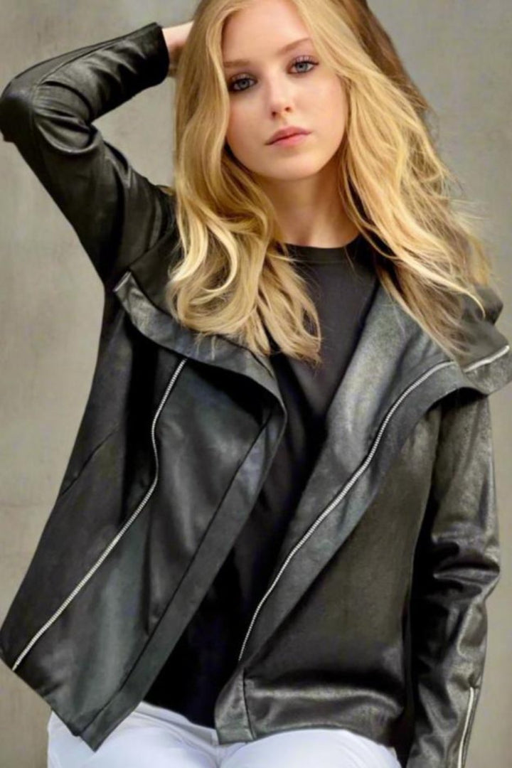 Vegan Matte Leather Biker Jacket - The Varick - DuetteNYC