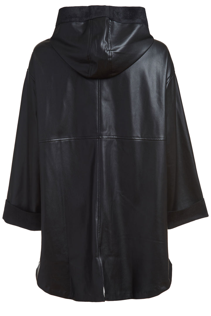 Vegan Leather Snap Front Hooded Jacket - The Dominic - DuetteNYC