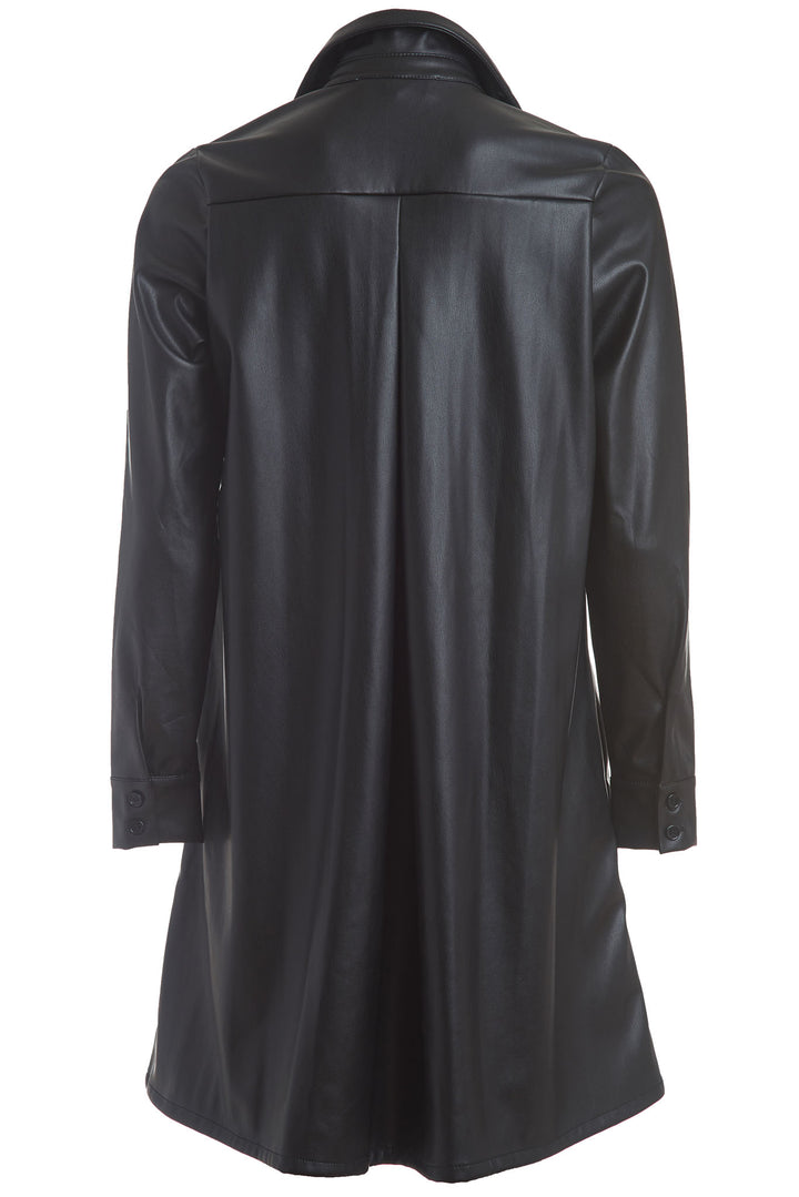 Vegan Leather Long Button Up Shirt Dress - The Lafayette - DuetteNYC