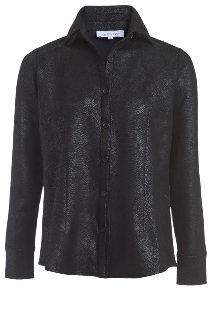 Python Print Faux Suede Shirt - The Sullivan - DuetteNYC