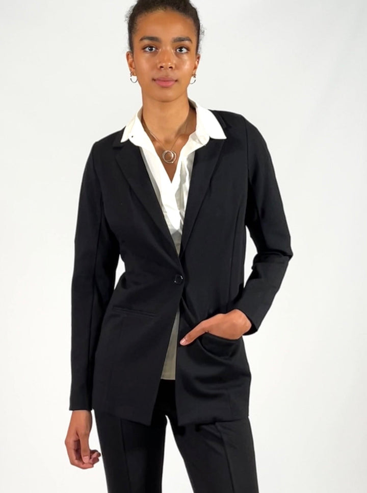 Luxury Ponte Knit Long Blazer - The Park - DuetteNYC